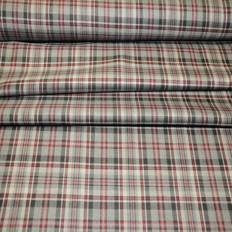 Костюмная ткань Полушерсть клетка (серый)