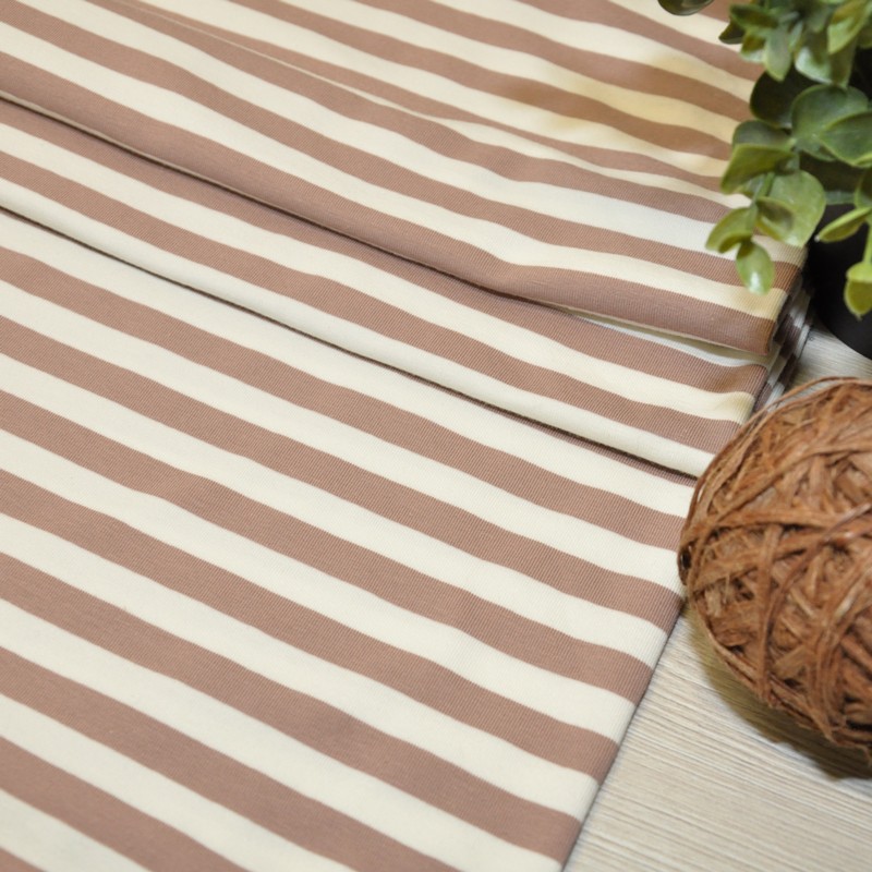 Кулирная гладь "Тельняшка" "1 см бежевый +молочный"