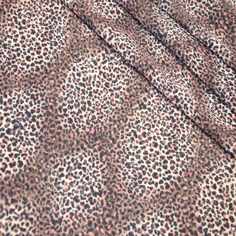 Шифон сахарный принт "Леопард розовый"