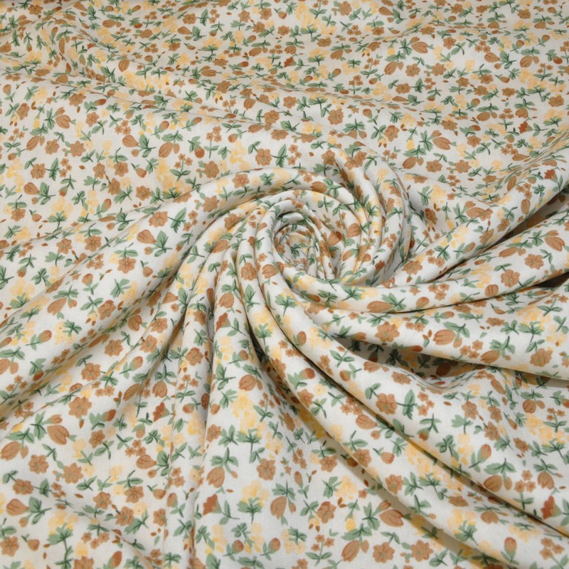 Штапель принт "Мелкий цветочек на молочном фоне" скидки на ткани в Минске оптом и в розницу | Трикотаж tais.by