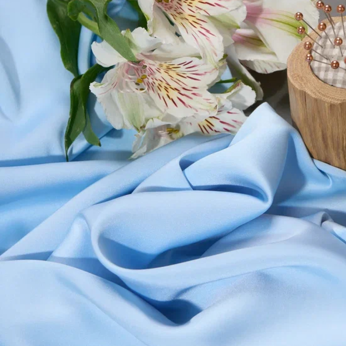 Шелк "Армани" (голубой) скидки на ткани в Минске оптом и в розницу | Трикотаж tais.by