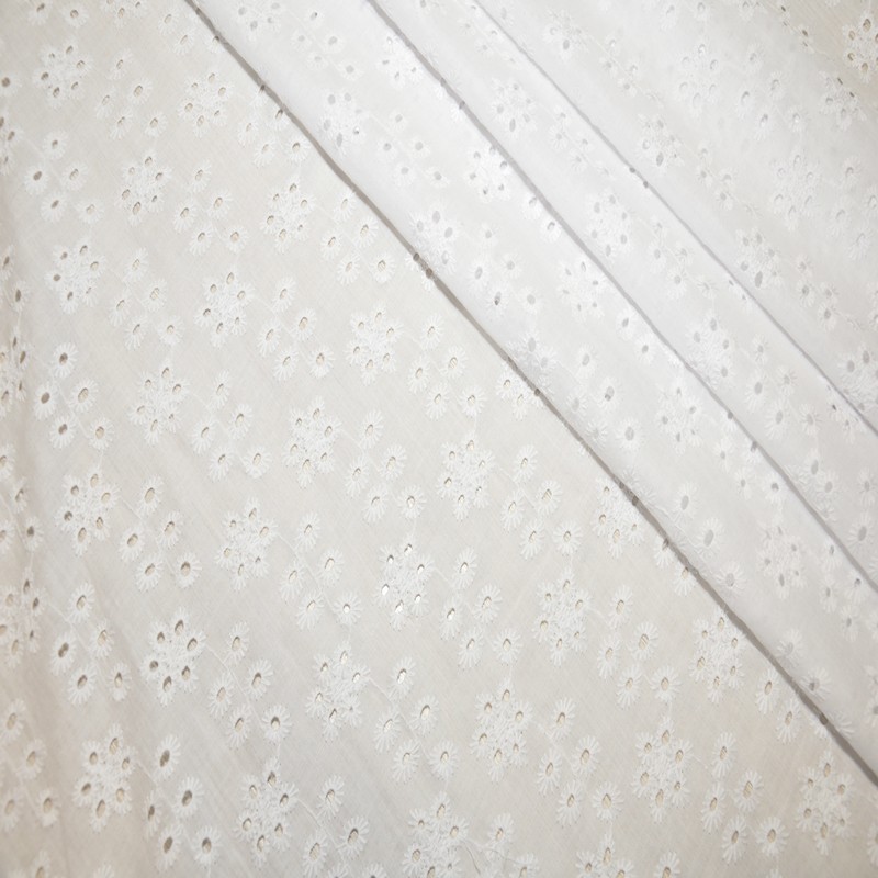 Батист вышитый, прошва цветок  (белый)