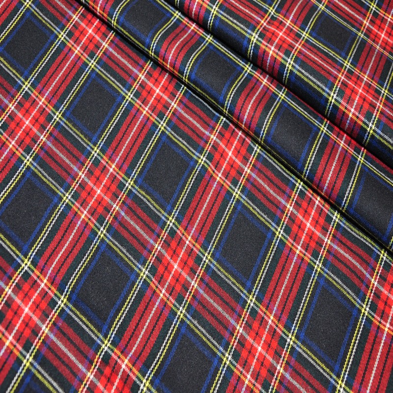 Костюмная ткань "Клетка  " (черно-красная шотландка) скидки на ткани в Минске оптом и в розницу | Трикотаж tais.by