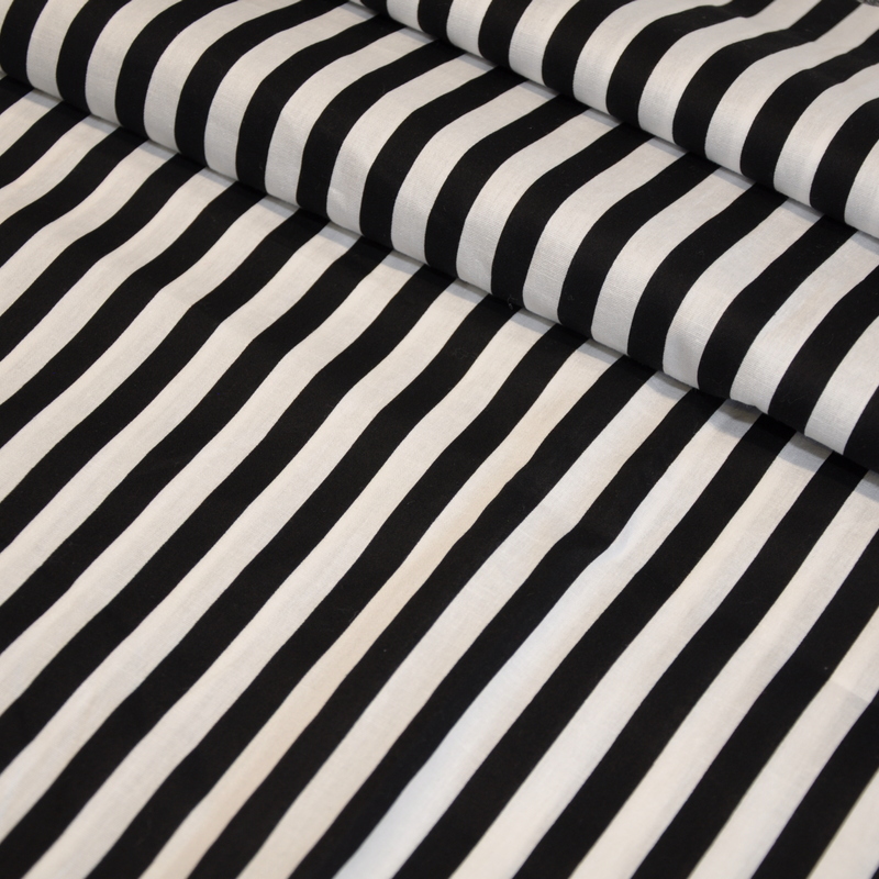 Поплин полоска шир 1см (черный+белый)