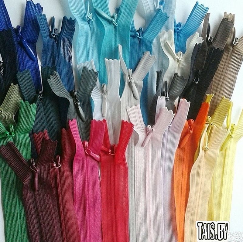 Молнии потайные 35 см (Разные цвета)