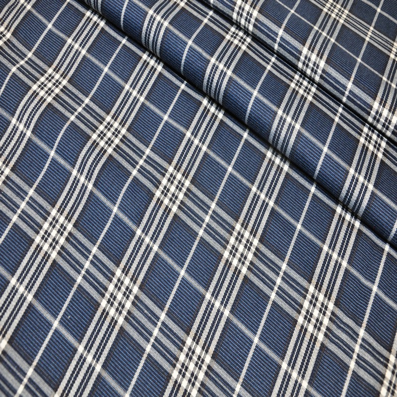 Костюмная ткань "Клетка " (синий + белый)