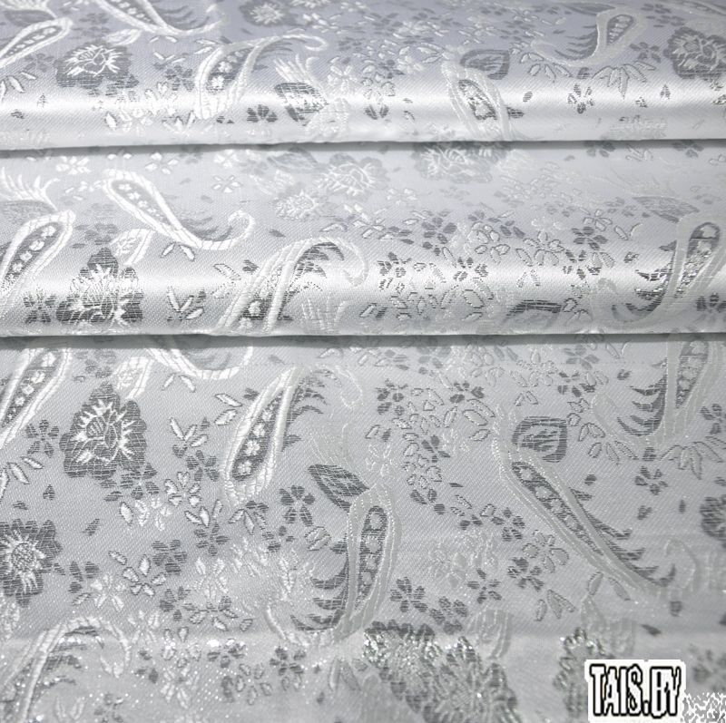 Парча жаккард мелкие огурцы (белый)