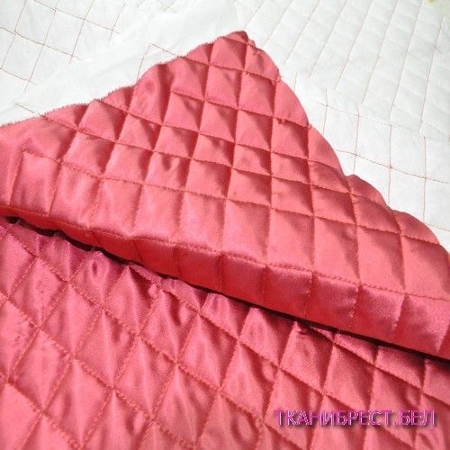 Атлас стеганый на синтепоне (темно-коралловый) скидки на ткани в Минске оптом и в розницу | Трикотаж tais.by