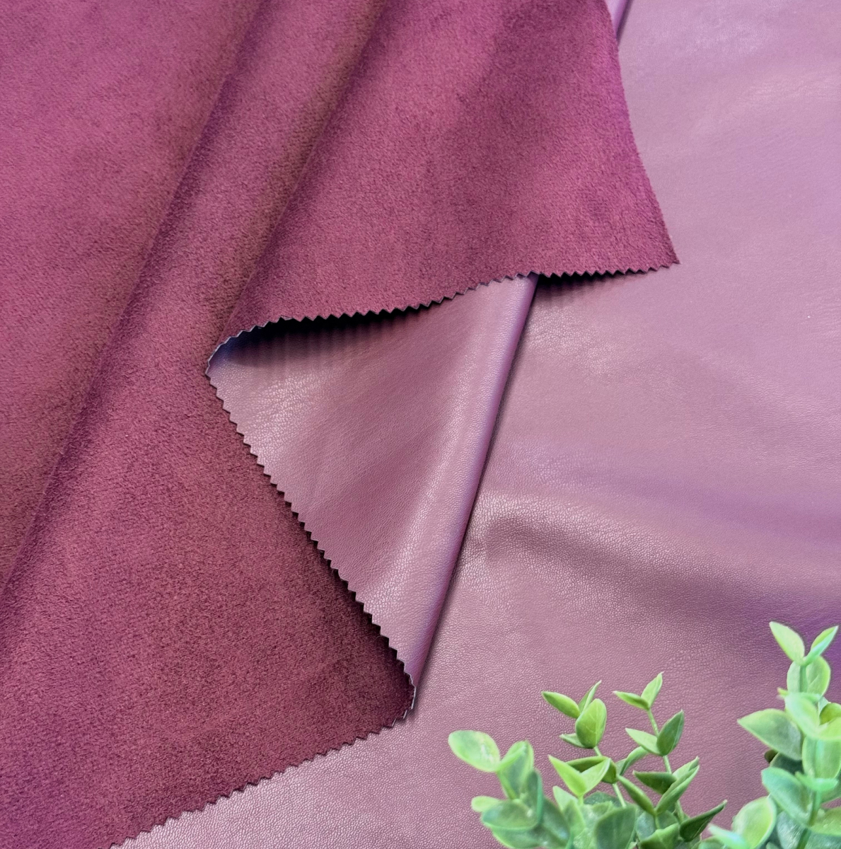 Экокожа на замшевой основе (бургунди)