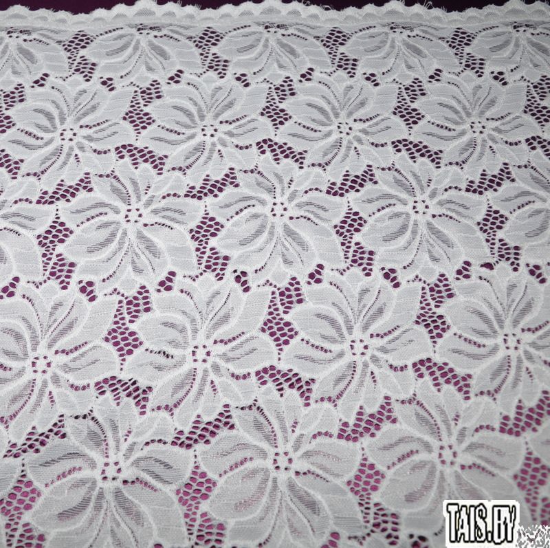 Гипюр стрейчевый с ажурным краем (белый)