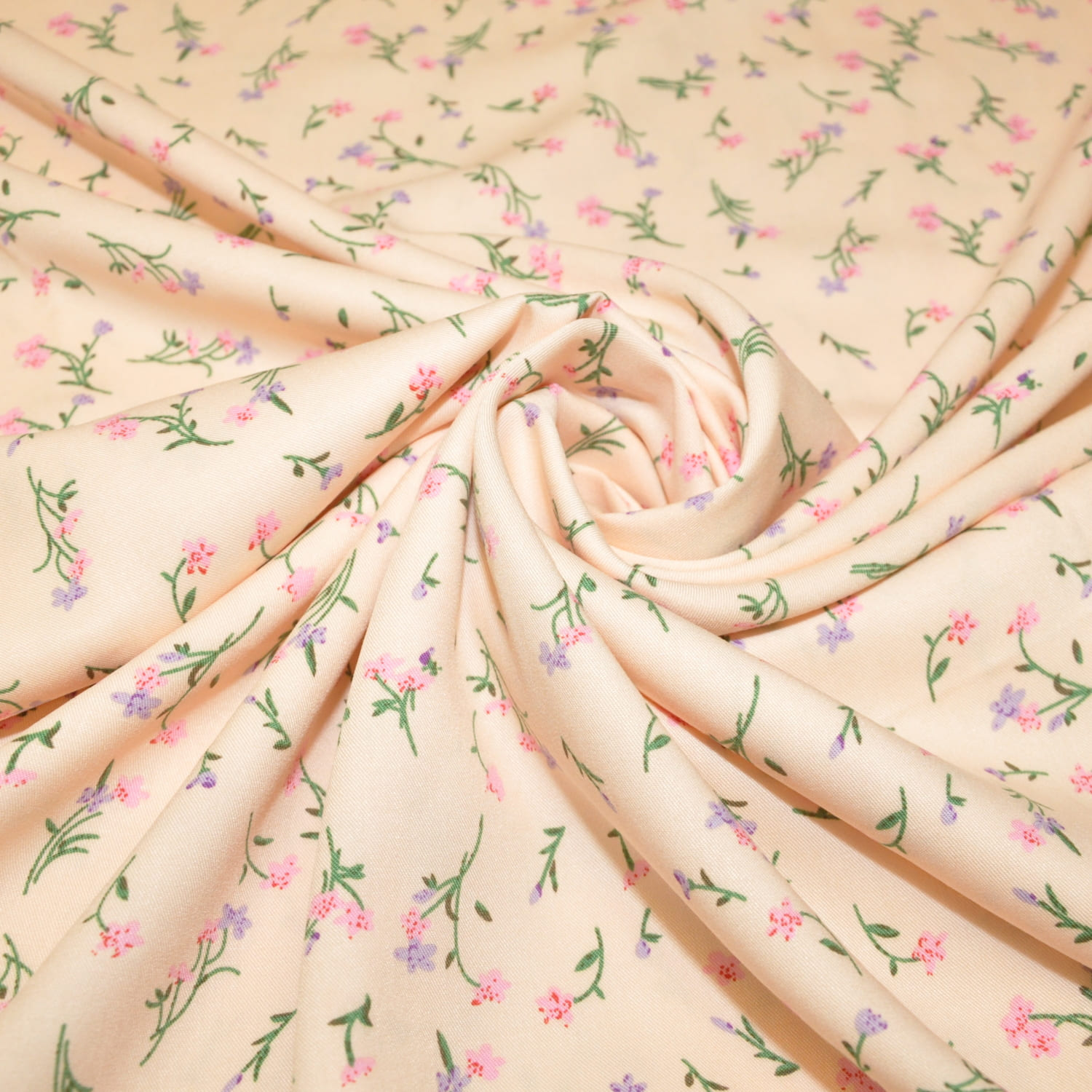 Штапель плотный "Цветочки на персиковом фоне" скидки на ткани в Минске оптом и в розницу | Трикотаж tais.by