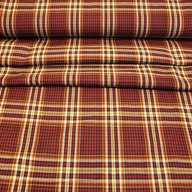 Ткань рубашечная фланель в клетку (бордо)