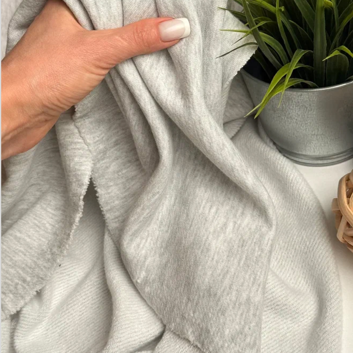 Кашкорсе чулок для 3-х нитки  с эффектом велюра (светло-серый) скидки на ткани в Минске оптом и в розницу | Трикотаж tais.by