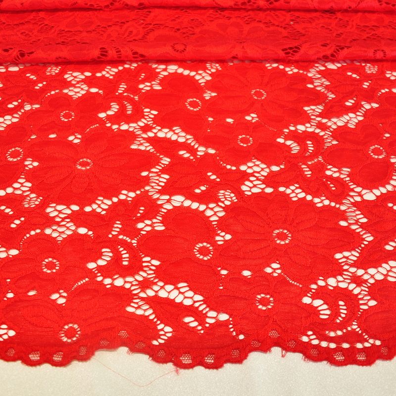 Гипюр стрейчевый с ажурным краем (красный)