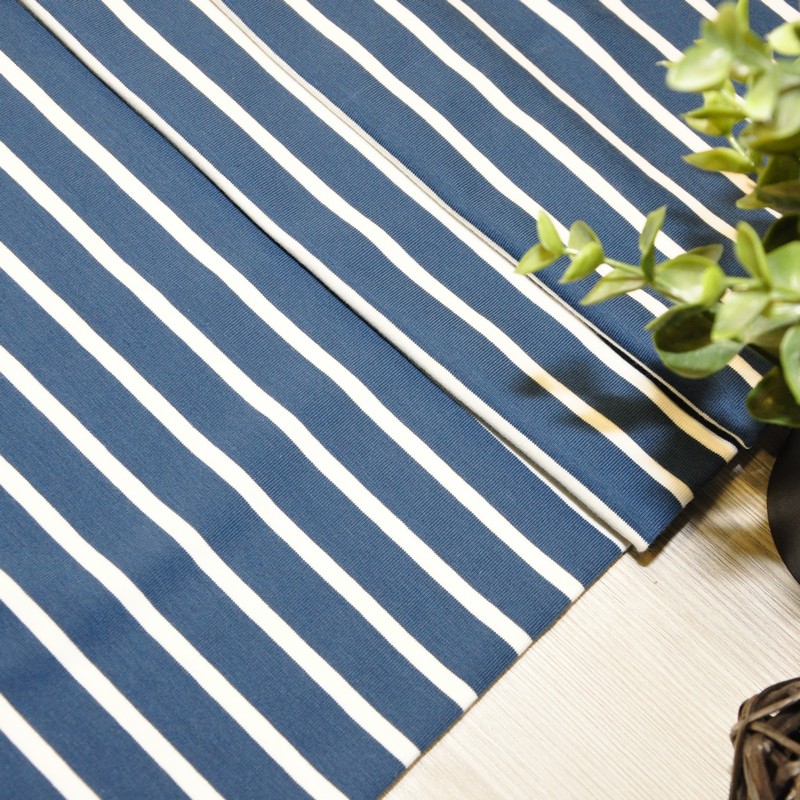 Кулирная гладь "Тельняшка" "2см-0,5см индиго +молочный"