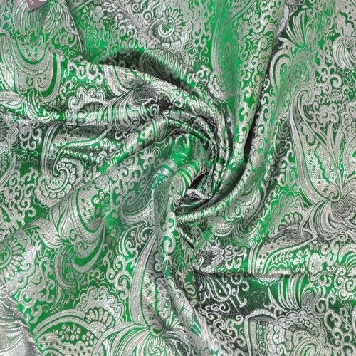 Парча жаккард (зеленый с серебром) скидки на ткани в Минске оптом и в розницу | Трикотаж tais.by