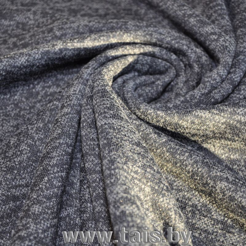 Трикотаж Ангора меланж с начесом (темно-синий)