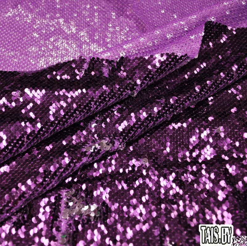 Пайеточная ткань двухцветная чешуя (сиреневый с серебром)