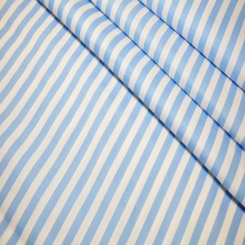 Поплин полоска  шир.1 см (голубой) скидки на ткани в Минске оптом и в розницу | Трикотаж tais.by