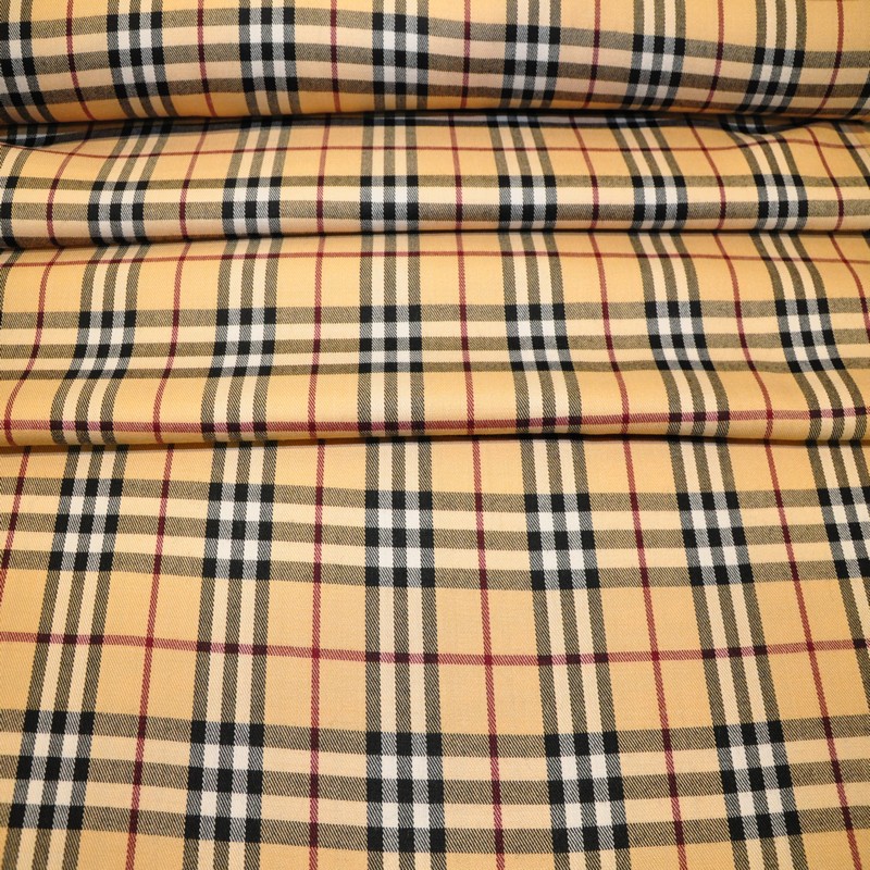 Костюмная ткань Полушерсть клетка (бежевый)