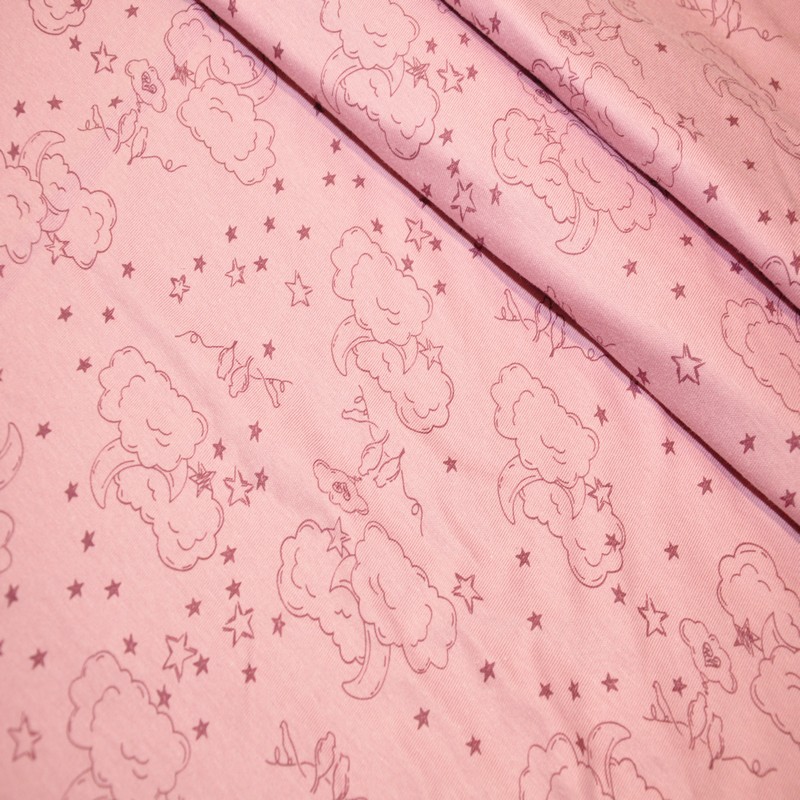 Кулирная гладь набивная "Пудровые облака"