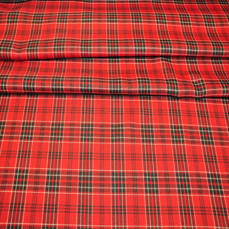 Костюмная ткань Полушерсть клетка (ярко-красный)