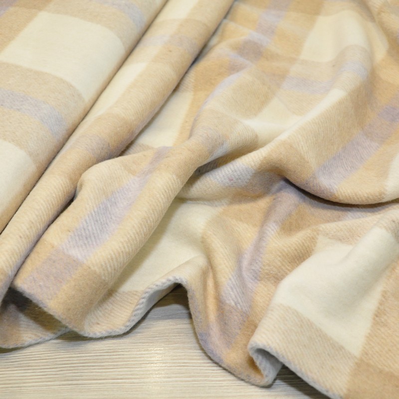 Пальтовая ткань Клетка  (молочный +беж+ лаванда)