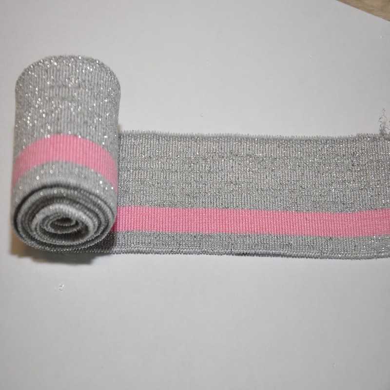 Манжет трикотажный (серебро+розовый)
