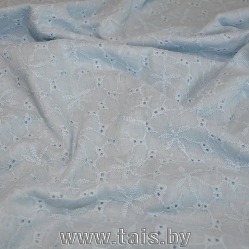 Батист вышивка (голубой)
