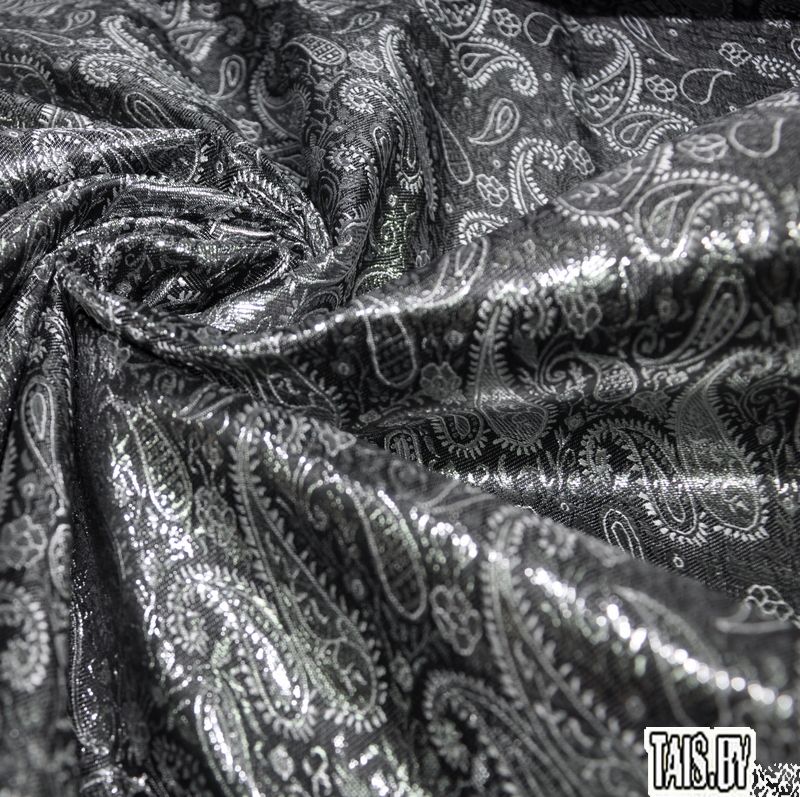 Парча жаккард мелкие огурцы (черный)