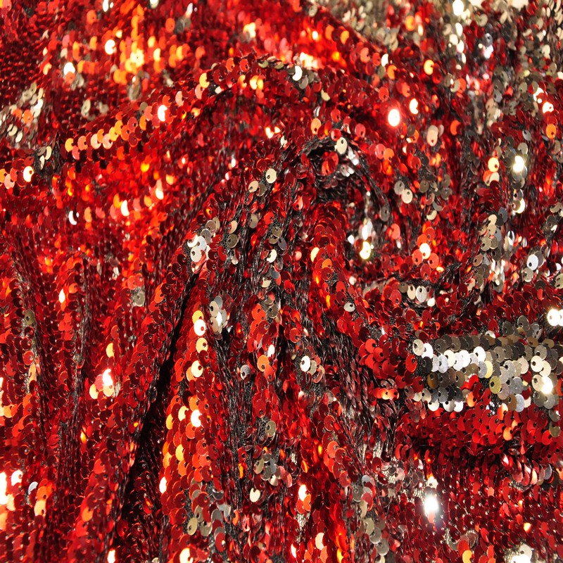 Пайеточная ткань двухцветная чешуя (красный)