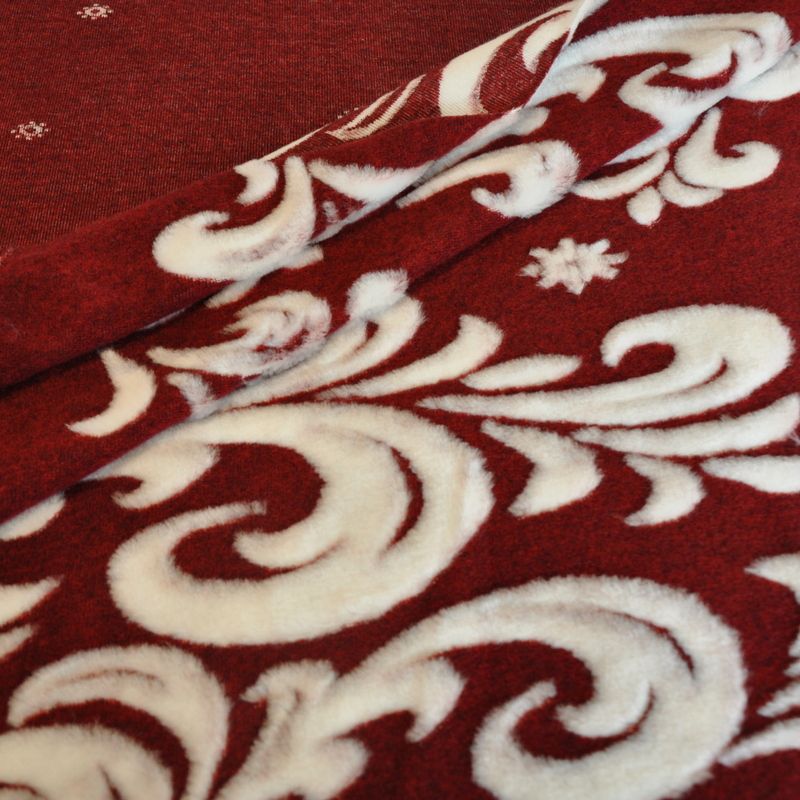 Мех жаккардовый "Новый год" бордовый