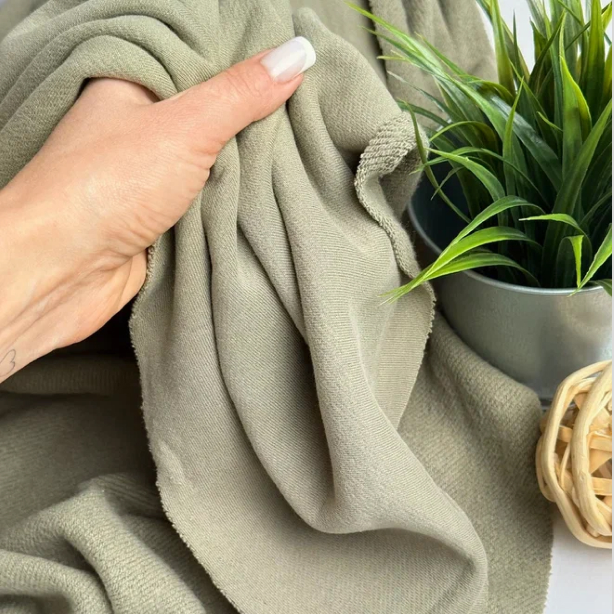 Кашкорсе чулок для 3-х нитки  с эффектом велюра (оливковый) скидки на ткани в Минске оптом и в розницу | Трикотаж tais.by