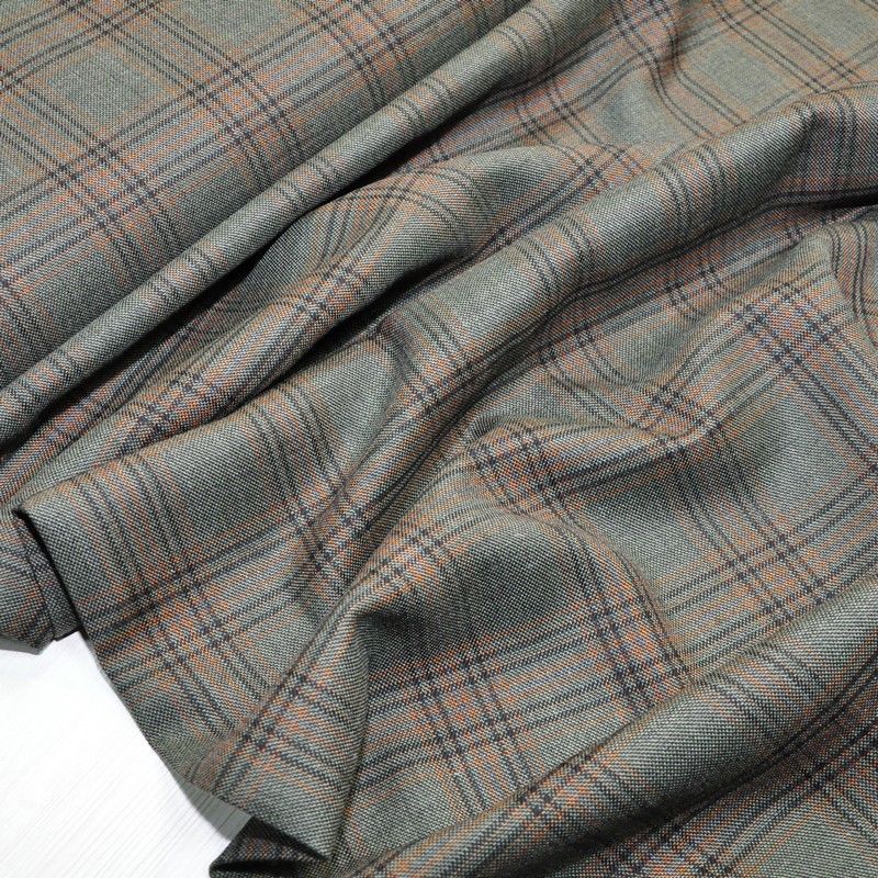 Костюмная ткань Полушерсть клетка (мох)