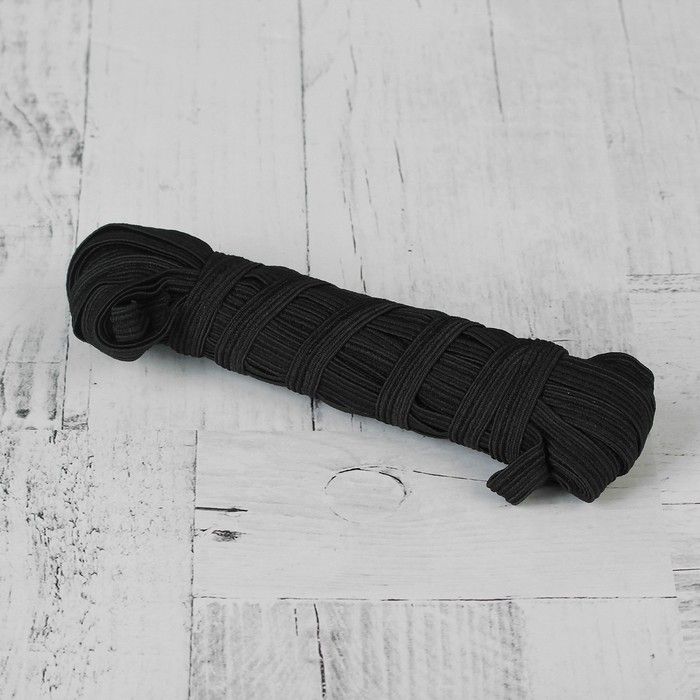 Тесьма эластичная (резинка) шир:8мм (черный) скидки на ткани в Минске оптом и в розницу | Трикотаж tais.by