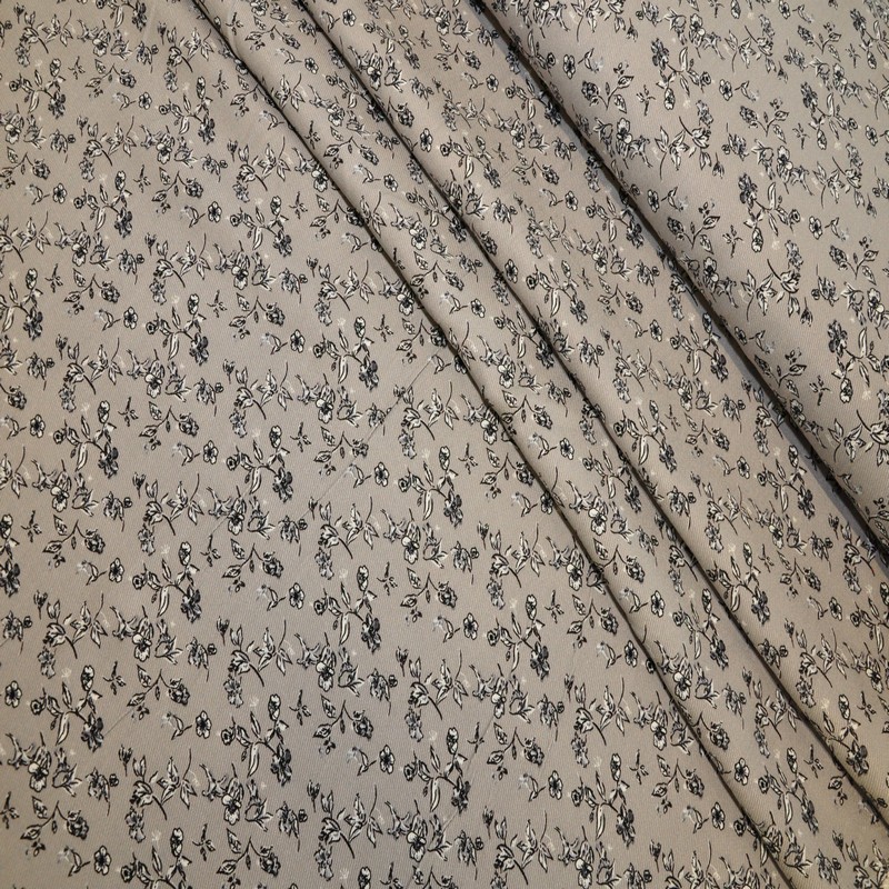 Штапель "Твил" Мелкий цветочек на сером фоне скидки на ткани в Минске оптом и в розницу | Трикотаж tais.by