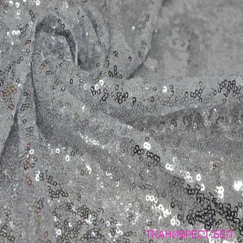 Пайетки на сетке (серебро) скидки на ткани в Минске оптом и в розницу | Трикотаж tais.by