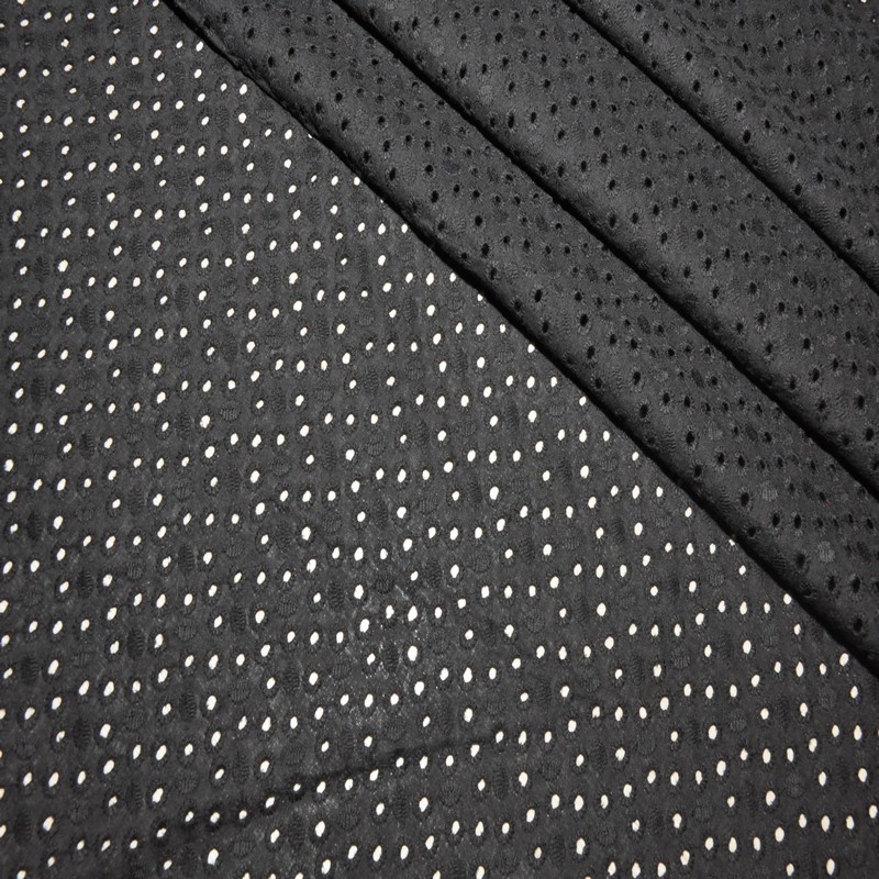 Батист вышитый, прошва листок мелкий (черный)