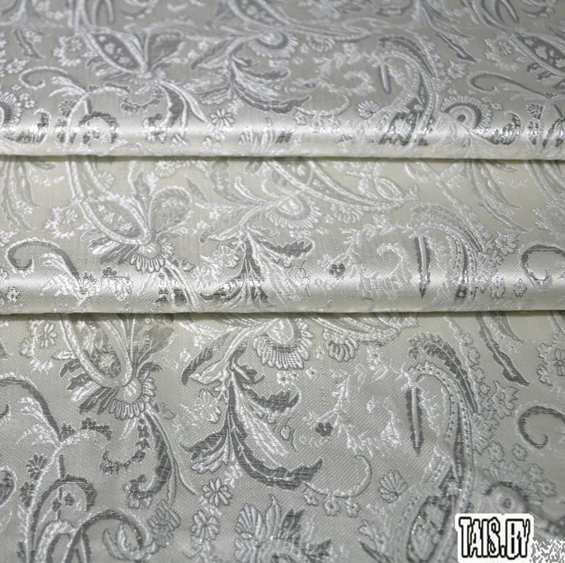 Парча жаккард огурцы (молочный) скидки на ткани в Минске оптом и в розницу | Трикотаж tais.by