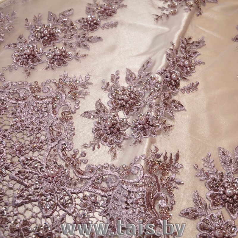 Вышивка на сетке с биссером (пыльно-фиолетовый)