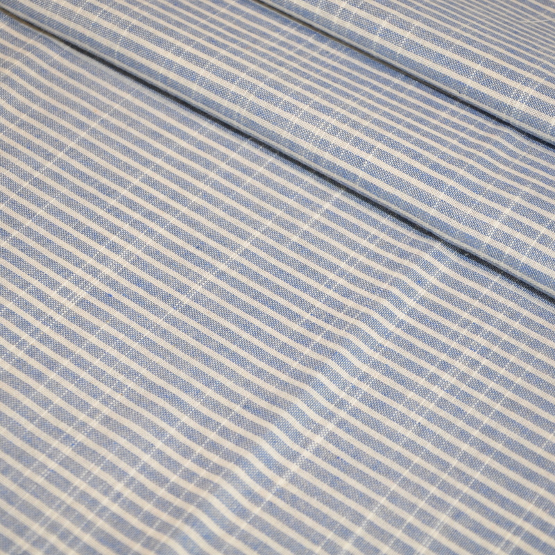 Рубашечны хлопок с фактурой льна (полоска 0,2см голубой+белый)