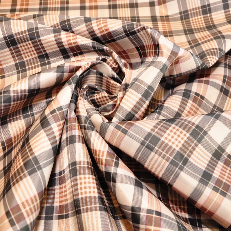 Подкладка нейлон (Клетка беж) скидки на ткани в Минске оптом и в розницу | Трикотаж tais.by