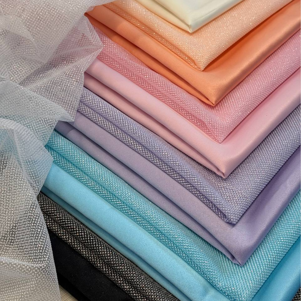 Фатин Глиттер (белый) скидки на ткани в Минске оптом и в розницу | Трикотаж tais.by