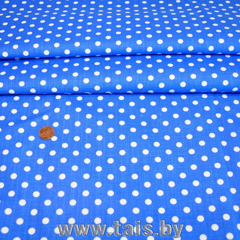 Хлопок принт "Мелкий горох на голубом фоне"