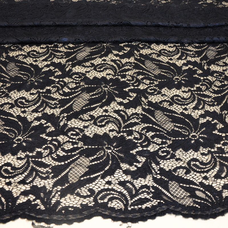 Гипюр стрейчевый с ажурным краем (темно-синий)