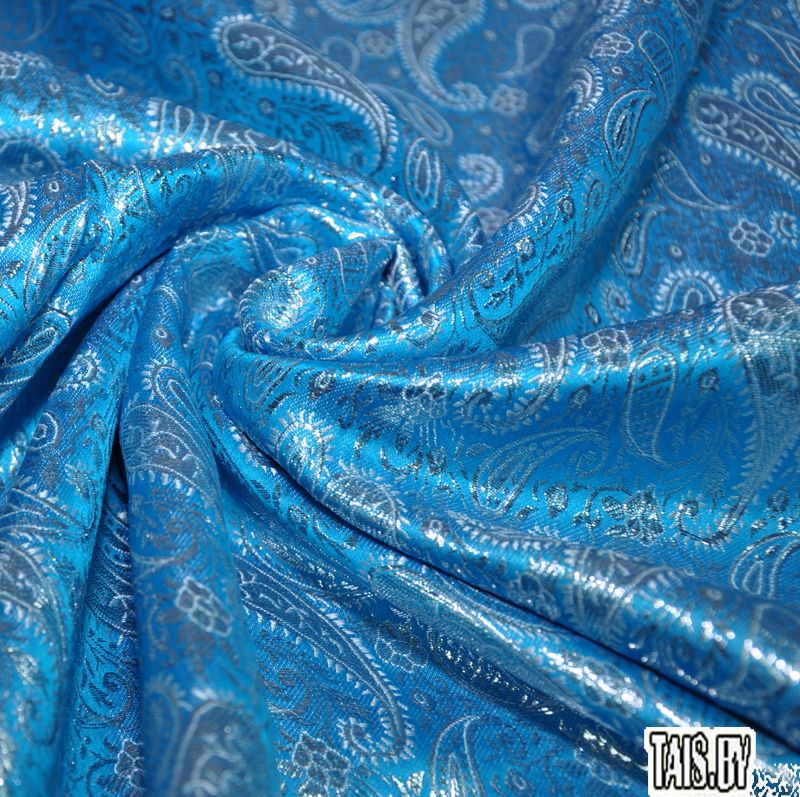 Парча жаккард огурцы (голубой) скидки на ткани в Минске оптом и в розницу | Трикотаж tais.by