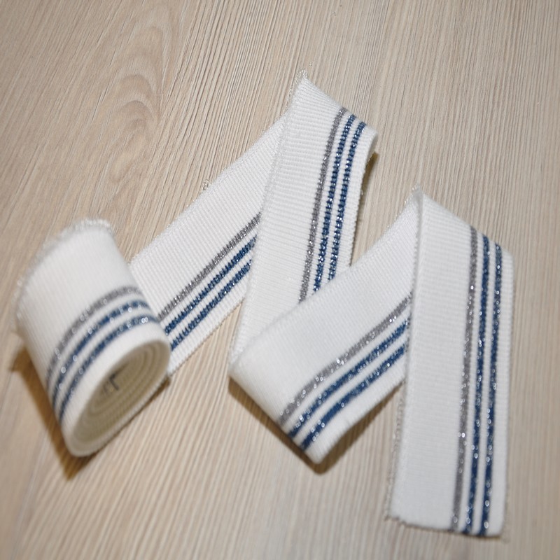 Манжет трикотажный (молочный+серебро+голубой)