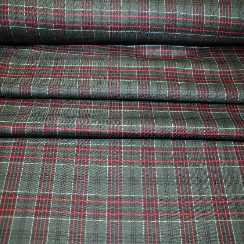 Костюмная ткань Полушерсть клетка (бутылка)