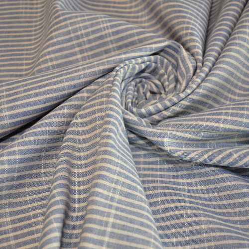 Рубашечны хлопок с фактурой льна (полоска 0,2см голубой+белый)