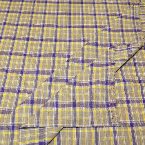 Ткань рубашечная фланель в клетку (бежевый+желтый+сирень)